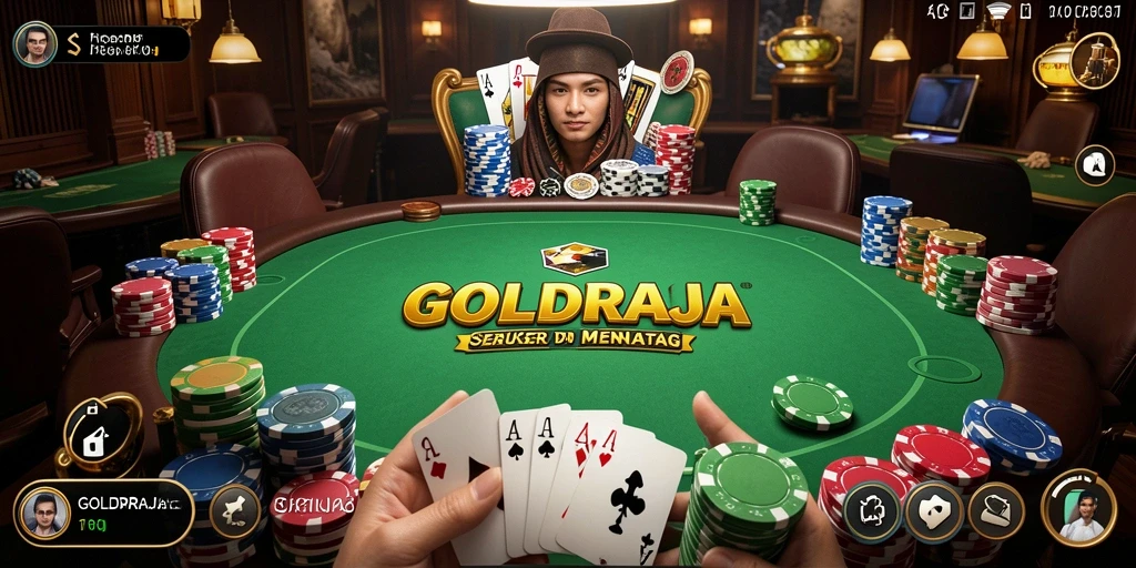 Screenshot gameplay GOLDRAJA menampilkan aksi seru permainan Poker.
