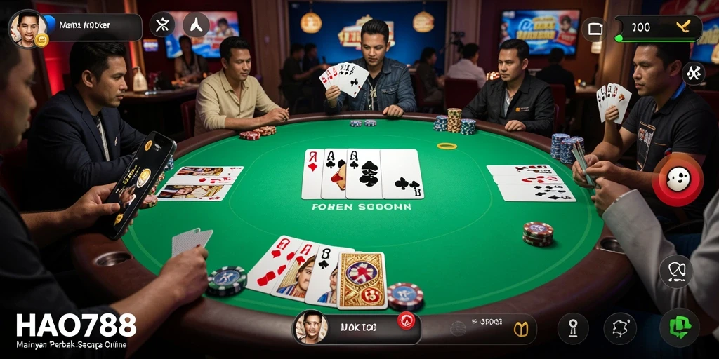 Tampilan gameplay menarik dalam aplikasi HAO788 Poker.