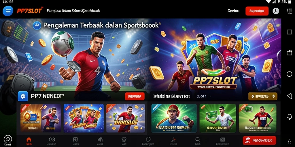 Tampilan gameplay PP7SLOT dalam aplikasi Sportsbook yang menarik.