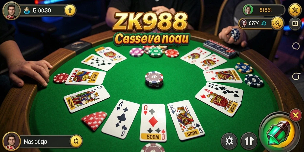 Screenshot ZK988 menampilkan gameplay Gaple yang seru dan interaktif.