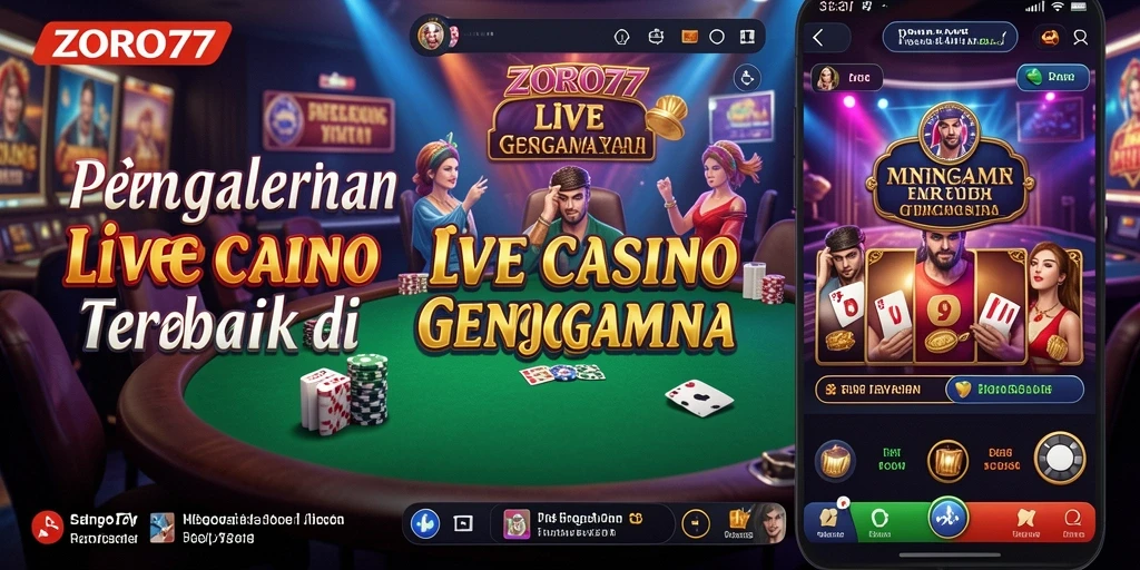 Screenshot gameplay ZORO77 menampilkan dealer langsung yang interaktif dan permainan kasino yang mengasyikkan.
